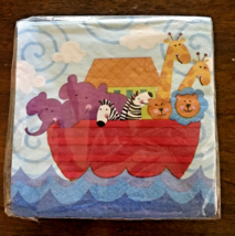 Noah’s Ark Cocktail Napkins By Party House 48 Count Square 9 7/8 By 9 7/8 - £5.43 GBP