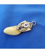 Antique BPOE 14K WHITE Gold Diamond Elk’s Tooth Watch Fob Pendant Red Ey... - $14,063.64 MXN