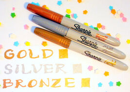 3 MeTALLiC SHARPIE Gold Silver Bronze Permanent sHiNy Magic Marker POiNT... - $26.21