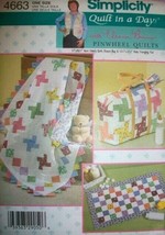 Simplicity Sewing Pattern 4663 Quilt in Day Pinwheel Diaper Bag Baby Cha... - $8.06