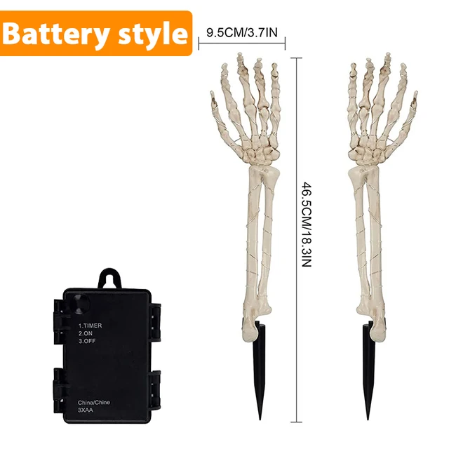  2pcs Skeleton Hand Solar Light Outdoor Lighted Skeleton Arm Stakes Solar Glowin - £166.59 GBP