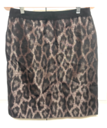 Ann Taylor Shimmering Leopard Print 4 Womens Pencil Lined Skirt - $278.74 MXN