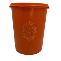 Vintage Tupperware Retro Harvest Orange Servalier Small Canister 811-4 Lid - $321.92 MXN