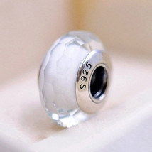 White Fascinating Faceted Murano Glass Charm Bead For European Bracelet - £7.96 GBP