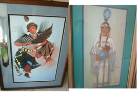 American Indian Lithograph By - Joseph S. LYONS- -ORIGINAL Rich Red OWL- Sioux - £94.17 GBP