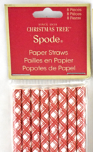 Spode Christmas Paper Straws Red White Plaid 7-3/4&quot; Holiday Straws 8 Count - £3.69 GBP