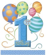Boy Blue 1st Birthday Party Loot Favor Bags 8 ct - £3.15 GBP