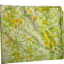 Vintage Bed Sheet Dan River Danville 70s Floral Flowers Sheet Twin Flat Green - $24.94