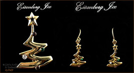 Eisenberg Ice Christmas Tree Pin and Earrings Free Form Design (#J943) - $75.00