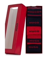 Hugo Boss Men&#39;s  5 pack in Box  Black Red Straiped Cotton Socks  One Siz... - £38.59 GBP
