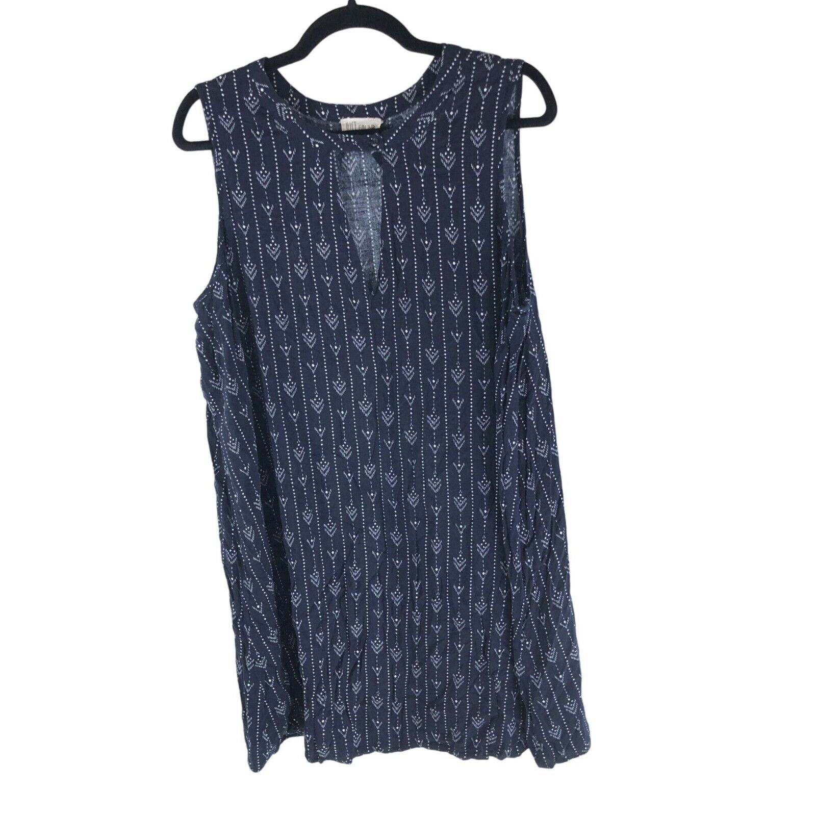 Primary image for Just Found Shift Dress Keyhole Neckline Sleeveless Geometric Navy Blue 3X
