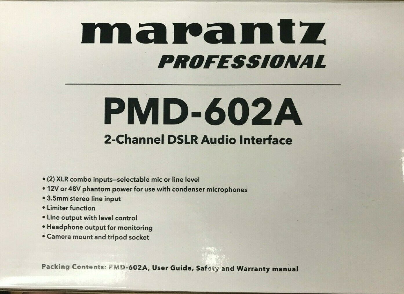 Marantz - PMD-602A - 2-channel DSLR Audio Interface - Black - $139.95