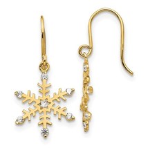 Children&#39;s 14K Yellow Gold Snowflake CZ Earrings - £103.74 GBP