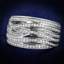Beautiful 925 Sterling Silver Simulated Diamond Cross Over Band Wedding Ring - £146.15 GBP