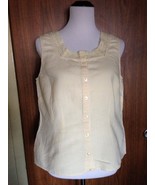 J. JILL Pale Yellow Cotton Blend Sleeveless Tank Lace Square Collar Deta... - $39.59