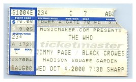 The Who Concierto Ticket Stub Octubre 4 2000 Madison Square Jardín New York City - £31.96 GBP