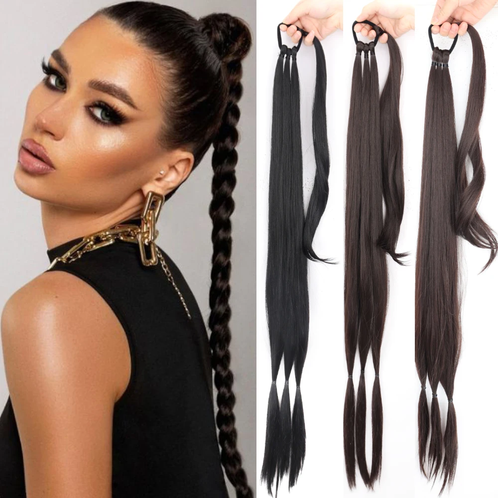 AZQUEEN Synthetic Long Braided Ponytail Hair Extensions with Rubber Band... - £11.79 GBP+