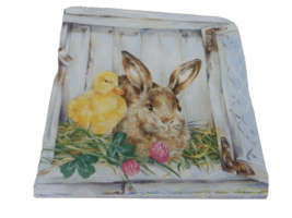 New 4 Brown Bunny &amp; Chick Paper Lunch Napkins 6 1/2&quot; Sq 3 Ply Crafts Flowers - £3.90 GBP