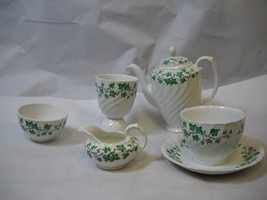 6 Piece Set BURLEIGH IRONSTONE China Teacup SUACER Teapot CREAM Sugar CUP - £48.99 GBP