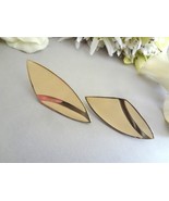 Vintage Abstract Gold and Cream Enamel Statement Stud Earrings - $14.99