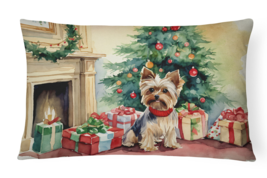 Yorkie Christmas Throw Pillow - £25.17 GBP