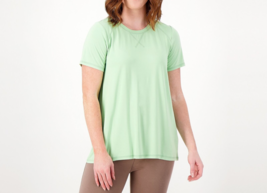 LOGO by Lori Goldstein Rayon made from Bamboo Blend Tee Sprucestone, Small - £23.36 GBP