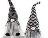 Gray Gnome Plush Figurines Set of 2 Beard Bulbous Nose  Knit Hat Boots 1... - £33.33 GBP