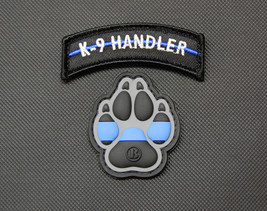 K9 Thin Blue Line PVC Patch Police Dog Handler Patch Set Uniform Patch Hook - £7.39 GBP