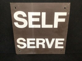 Vtg Self Mini Serve Metal Gas Oil Service Station 12&quot; Double Side Sign 927A - £45.41 GBP