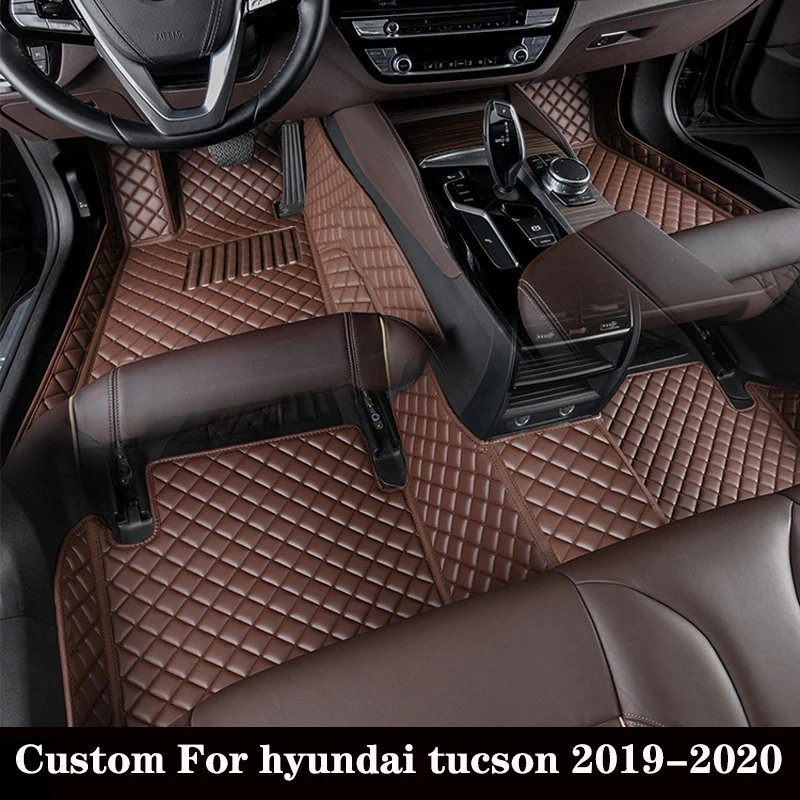 Custom Car Floor Mat For Hyundai Tucson 2019 2020 Leather Diamond Foot Pads - £26.02 GBP+