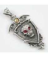 Red EyeSkull on Winged Shield  with Fleur-De-Lis emblem Two Tone Bronze ... - $277.20