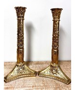 Vintage Pair of Two Brass Ornate Candle Stick Holders Wedding Church Alt... - $244.49 CAD