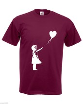 Mens T-Shirt Banksy Girl Heart Balloon, Lonely Girl tShirt Romantic Love Shirt - £19.54 GBP