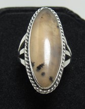 Vintage Navajo Sterling Silver Natural Opal Sz 6.75 Ring 1 1/2&quot; Oblong Old Pawn - £46.45 GBP