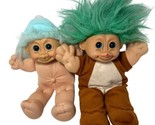 Russ Berrie Troll Kids Soft Body Doll Light Blue and Green Hair Lot of 2... - $20.92