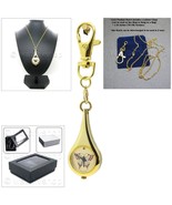Gold Color Pocket Watch Women Pendant Watch with Key Ring and Necklace L50 - £15.40 GBP