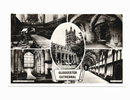 Gloucester Cathedral Multi-View Postcard Choir Crypt SW Nave Cloisters - £4.80 GBP