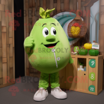 Lime Green Plum mascot costume character dressed with a Corduroy Pants and Keych - $1,219.00