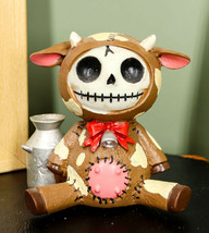Furry Bones Brown Moo Moo Bovine Cow With Milk Jug Voodoo Skeleton Figurine - £11.93 GBP