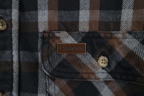 Vtg Carhartt Mens Large Distressed Heavyweight Spell Out Flannel Button Shirt Item image 5