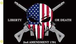 Guns Liberty Or Death Punisher Flag - 3x5 Ft - £16.02 GBP
