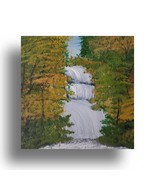 Waterfall Original Painting on Canvas, Forest Scenery Original Artwork, ... - £47.54 GBP