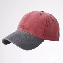 Pigment Dyed Baseball Ball Cap Washed 2Two Tone Cotton Vintage Hat Red Blue - $25.99 CAD