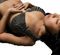 Medieval Chainmail Bikini Black Bra &amp;Pantie Hot Intimate Swim Costume X-Mas Gift - £51.32 GBP