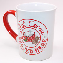 Classic Christmas Hot Cocoa Served Here Mug White Red New Holiday Tea Cup Mug - £9.35 GBP