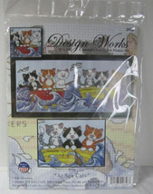 Design Works Counted Cross Stitch Picture Kit AT SEA CATS 2858 6&quot; x 14&quot; NEW - £23.49 GBP