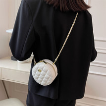 Textured Rhombus Small Round Bag Korean Style New Chain Chanel&#39;s Style Women&#39;s B - £27.97 GBP
