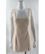 Altard State Mini Dress Size Large Peach White Check Open Back Thigh Sli... - $545.74 MXN