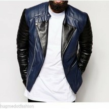 Men Motorcycle Genuine Lambskin Leather Jacket Slim fit Biker jacket Coa... - $69.29+