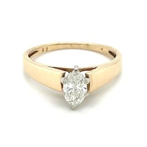 1/2ct Diamond Solitaire Engagement Ring REAL Solid 14K Yellow Gold 2.4g SIZE 7 - £1,719.83 GBP